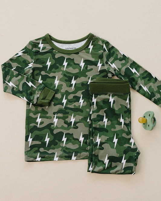 Bamboo Two Piece Set | Green Camo Bolts - COLLECTIVE