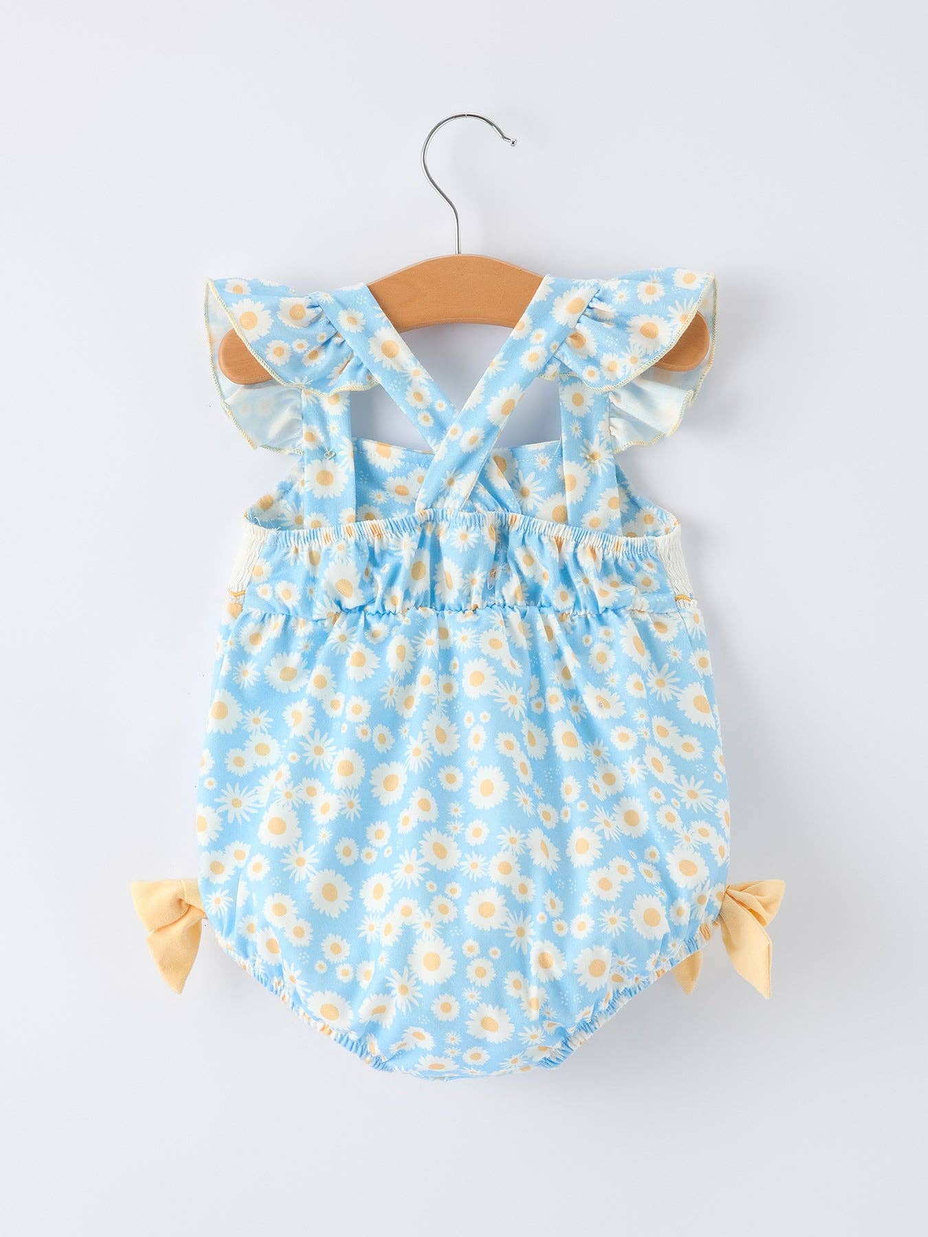 MAMA'S BESTIE Daisy Smocked Baby Girl Romper