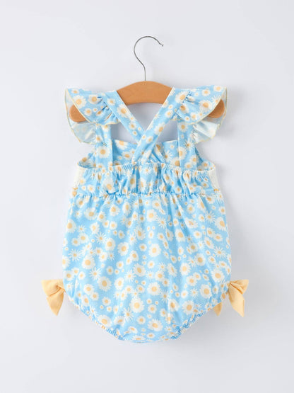 MAMA'S BESTIE Daisy Smocked Baby Girl Romper