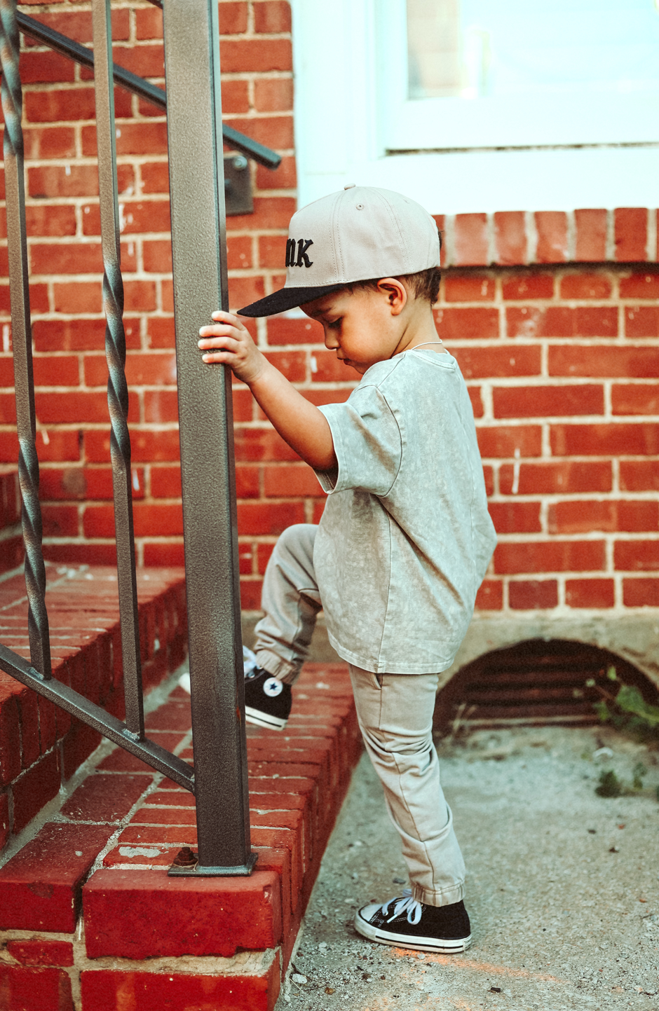 Taupe Acid Wash Tee - Kids