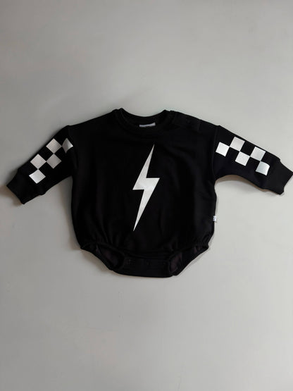 Lightning Bolt | Black Bamboo Bubble Romper