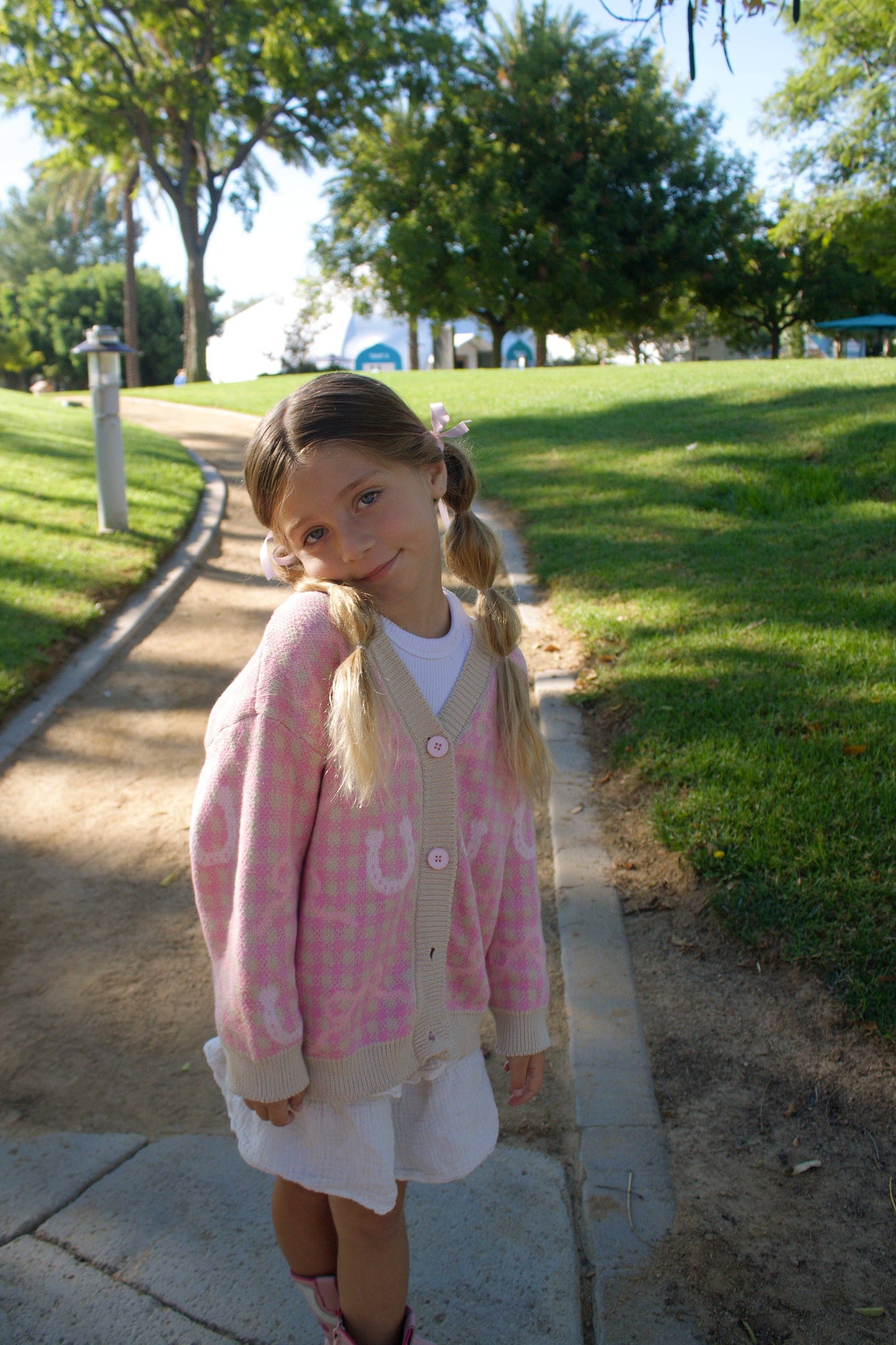 Pink Horseshoe Western Cardigan – Cozy Cowgirl Sweater for Toddlers & Girls