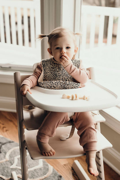 Leopard Print Silicone Bib with Crumb Catcher