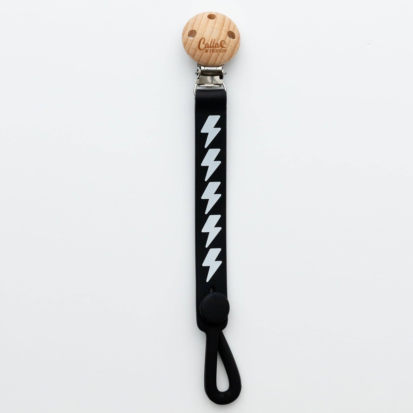 Blackout Lightning Bolt Pacifier Clip