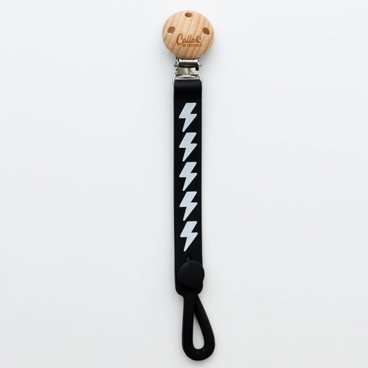 Blackout Lightning Bolt Pacifier Clip