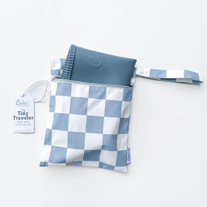The Tidy Traveler - Solid Placemat Set: Black Checkered