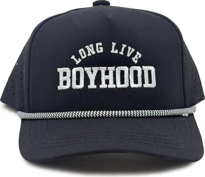 Black Long Live Boyhood Water Resistant Snapback Hat - Boys