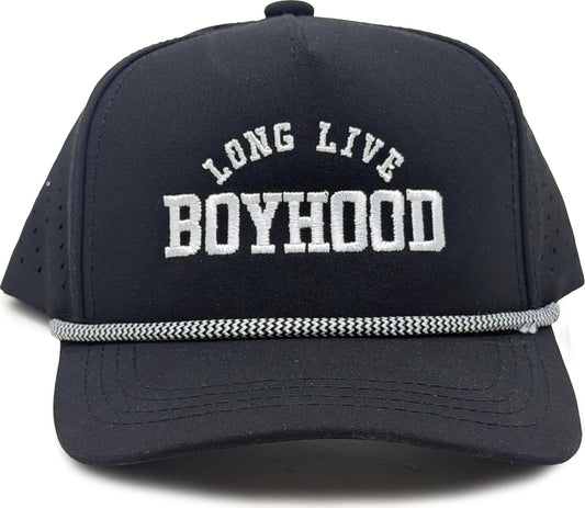 Black Long Live Boyhood Water Resistant Snapback Hat - Boys