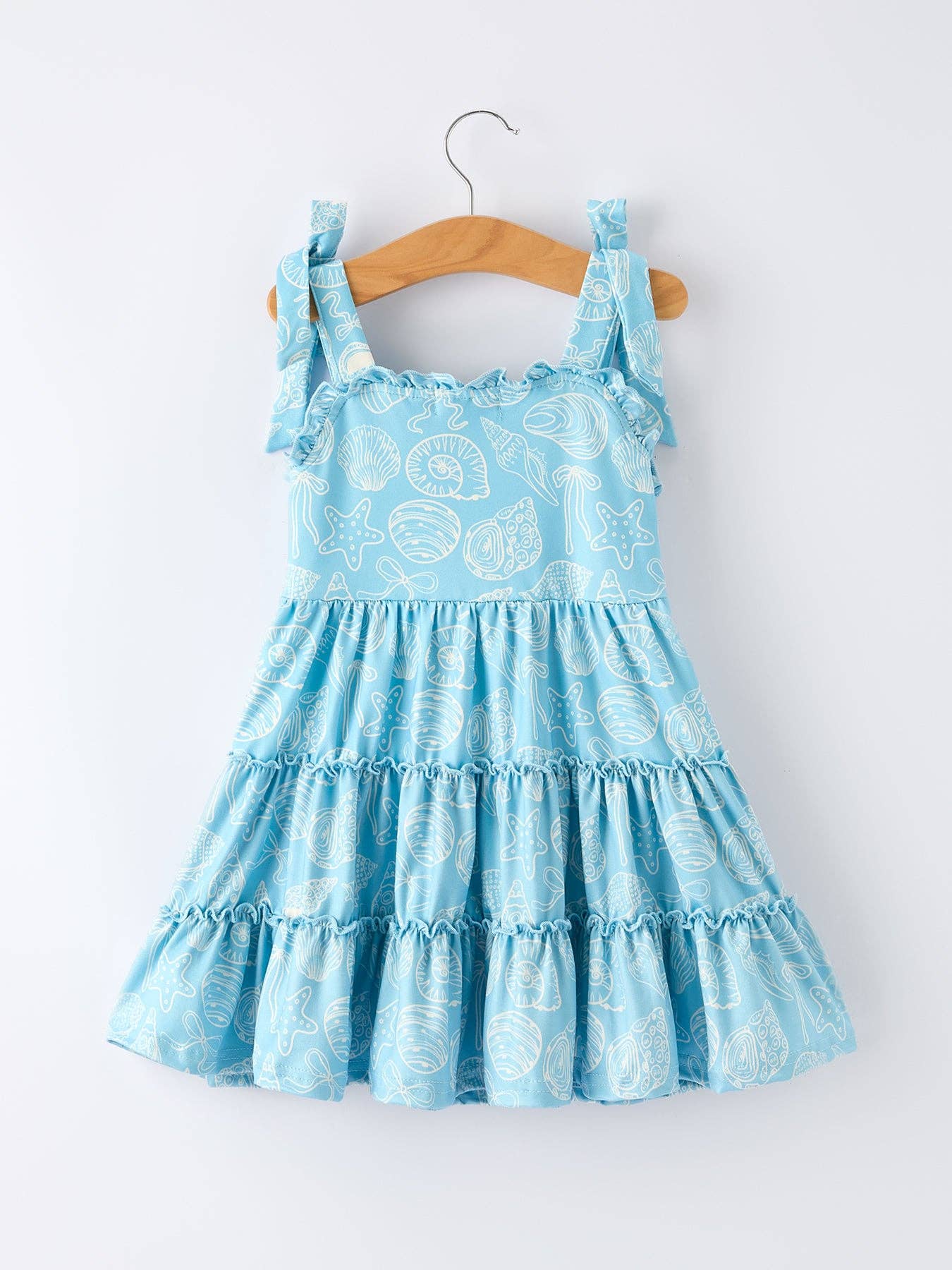 Seashells + Ocean Girls Tiered Ruffle Dress