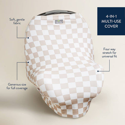 Taupe Checkerboard Mom Boss 4-in-1 multi-use cover - Nursing