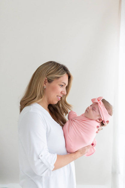 Newborn Swaddle & Receiving Blanket with Hat & Headband: Pink