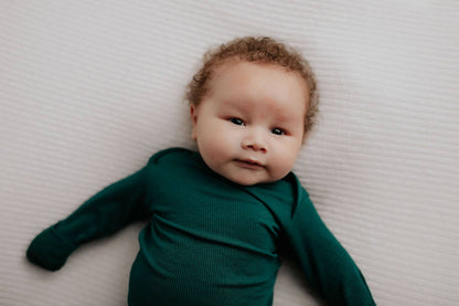 Forest Green Ribbed Knotted Gown: Gown Only