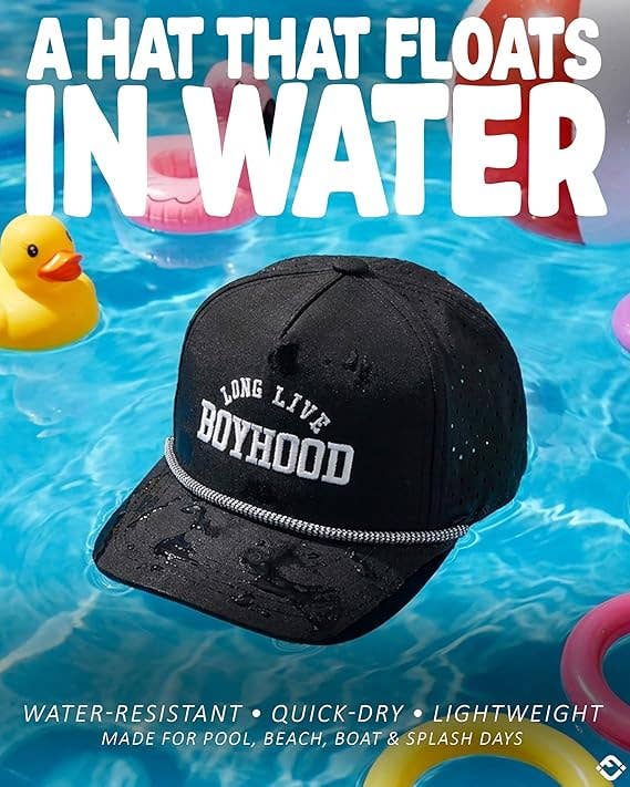 Black Long Live Boyhood Water Resistant Snapback Hat - Boys