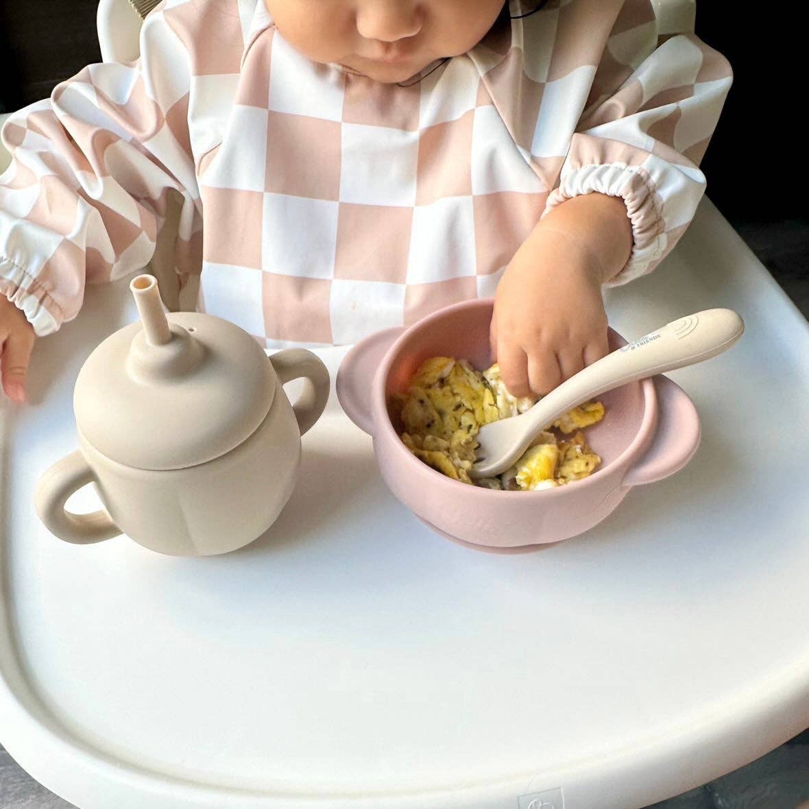 The Grayson Long Sleeve Bib - Checkered: Cloud Gray