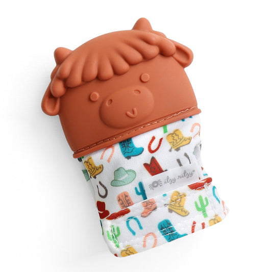 Itzy Mitt Silicone Teething Mitts: Highland Cow