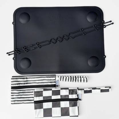 The Tidy Traveler - Solid Placemat Set: Black Checkered