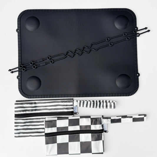 The Tidy Traveler - Solid Placemat Set: Black Checkered