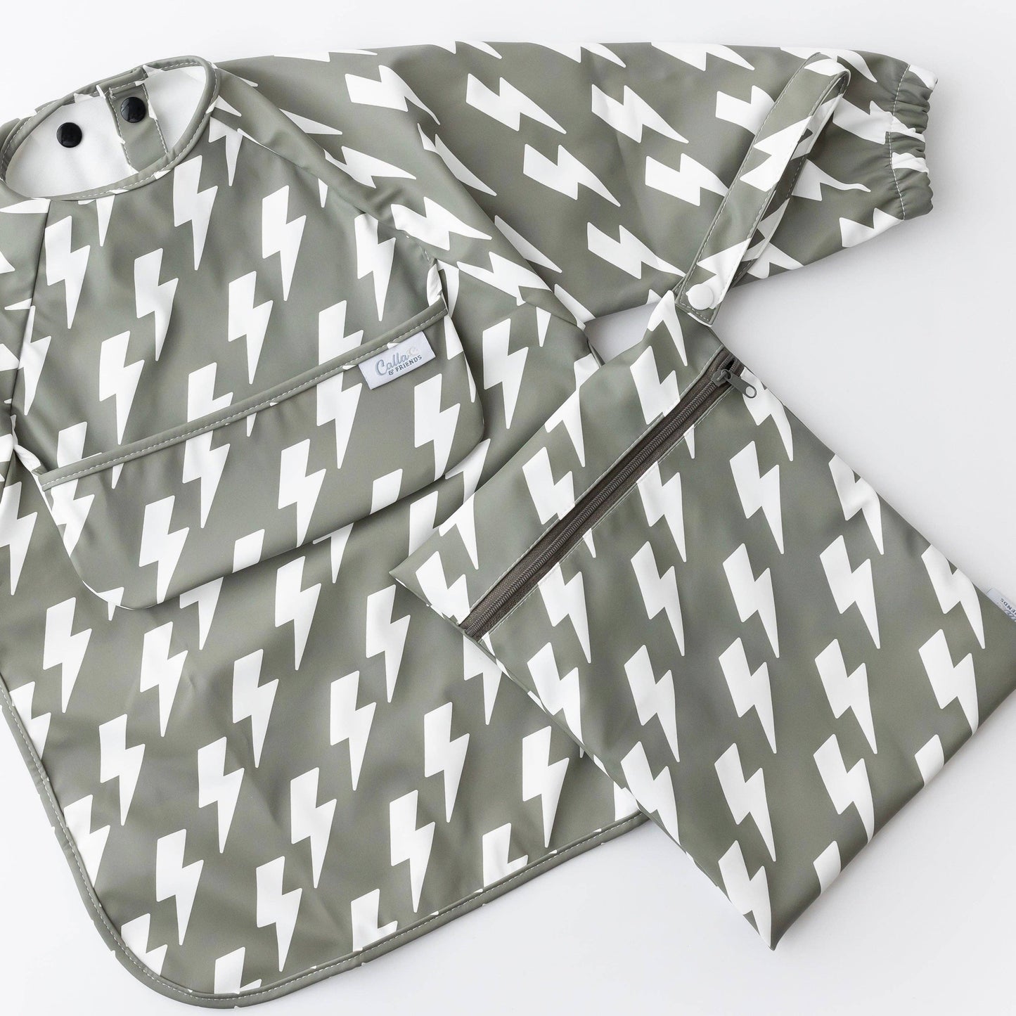 The Grayson Long Sleeve Bib - Lightning Bolts: Blackout