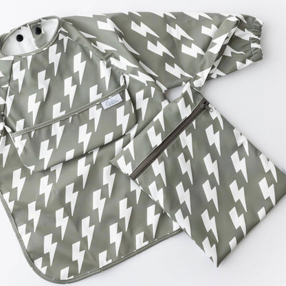 The Grayson Long Sleeve Bib - Lightning Bolts: Blackout