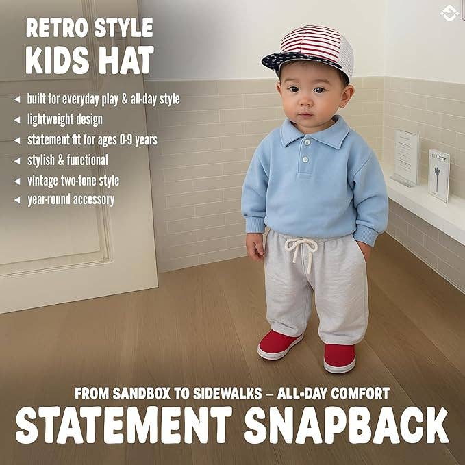 USA Flat Brim Snapback Hat - Kids