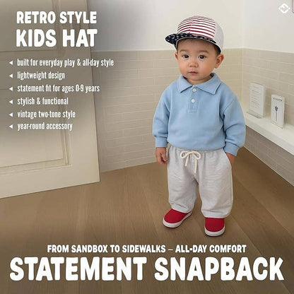 USA Flat Brim Snapback Hat - Kids