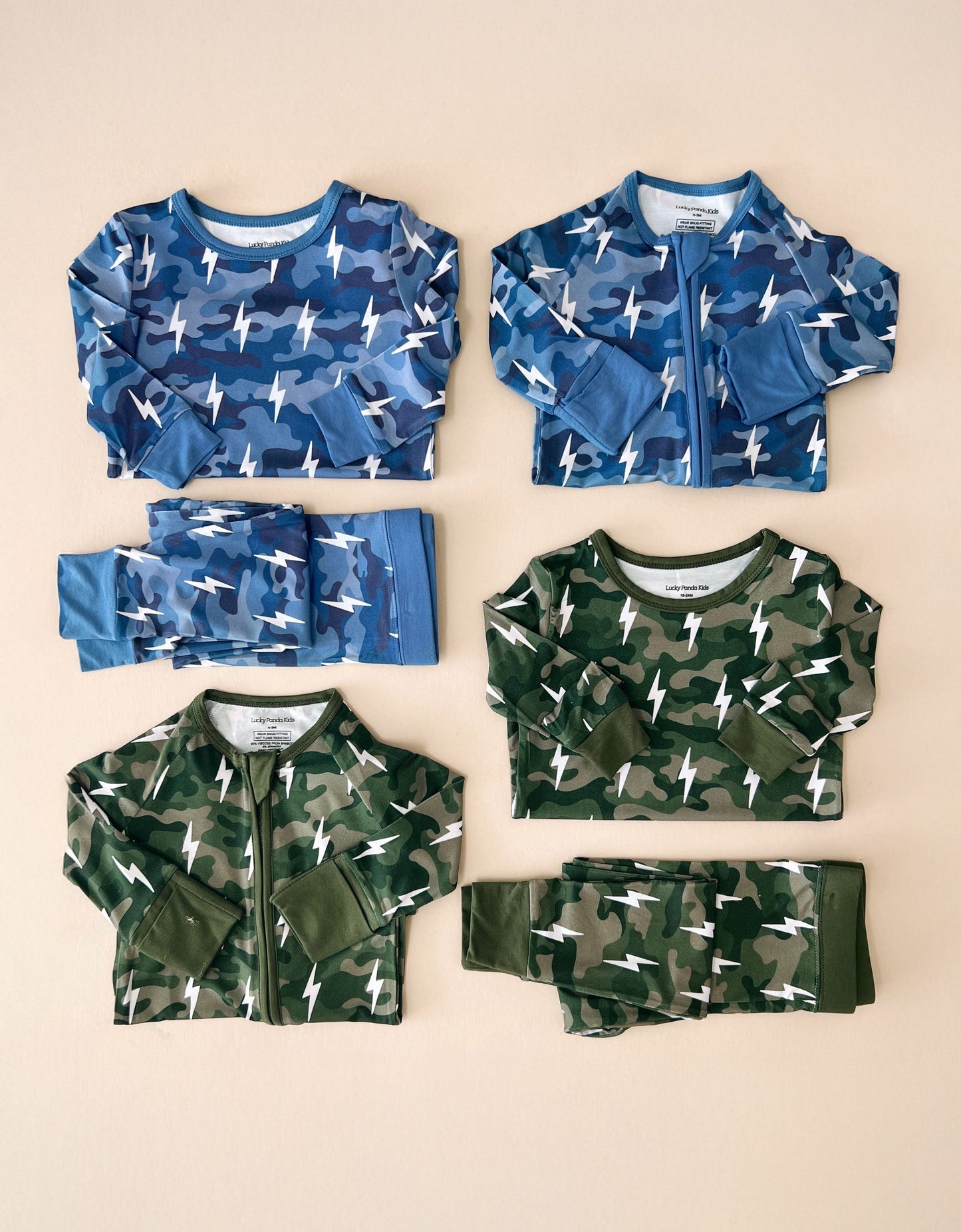 Bamboo Two Piece Set | Green Camo Bolts - COLLECTIVE