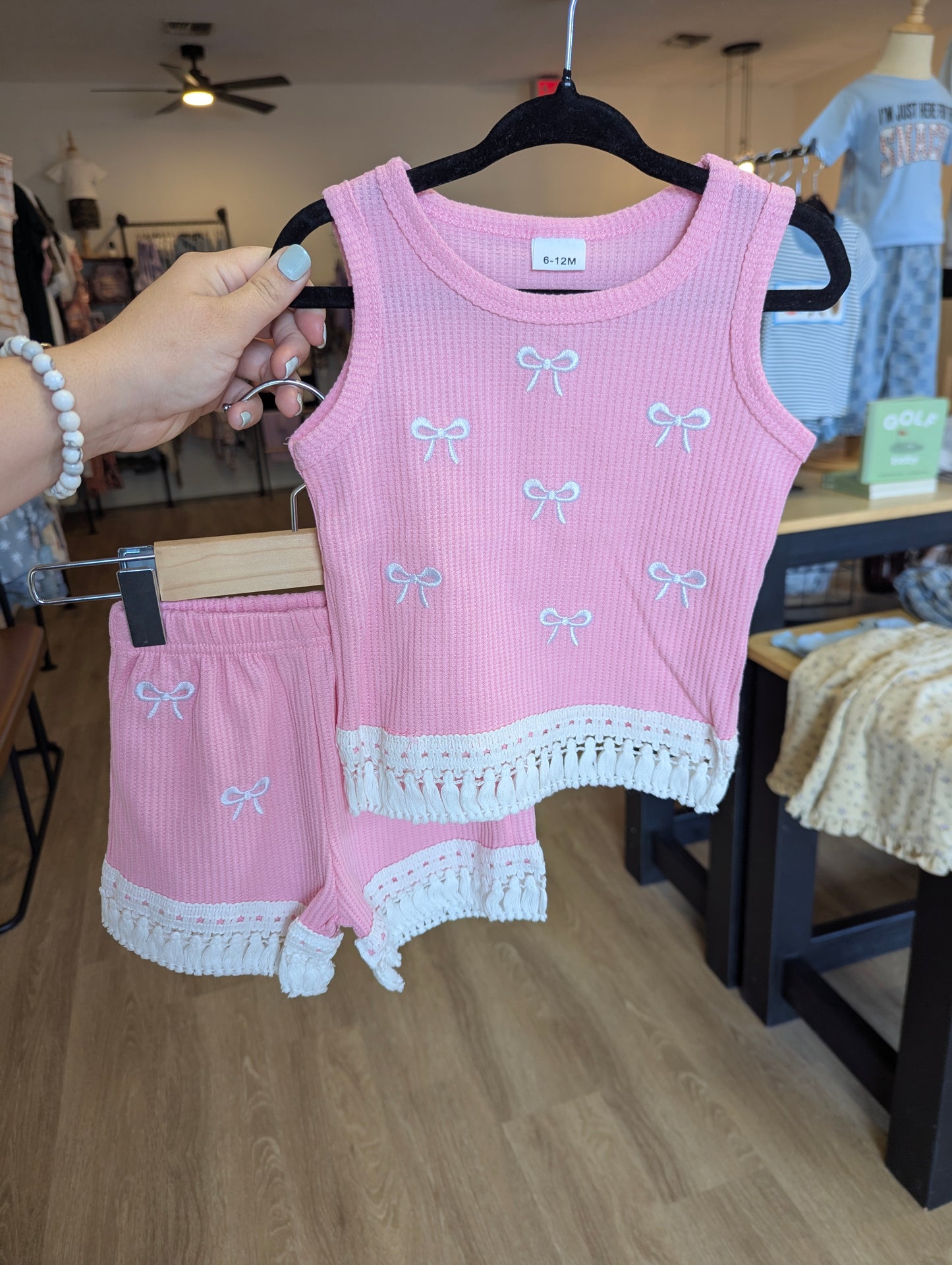 Pink Fringe Tank 2 Piece Set