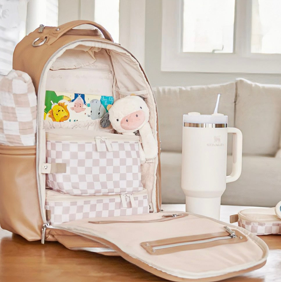 Taupe Checkerboard Pack Like A Boss Packing Cubes