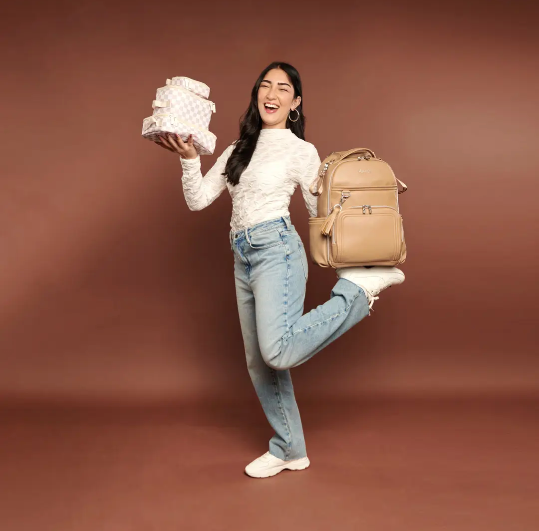 Taupe Checkerboard Pack Like A Boss Packing Cubes