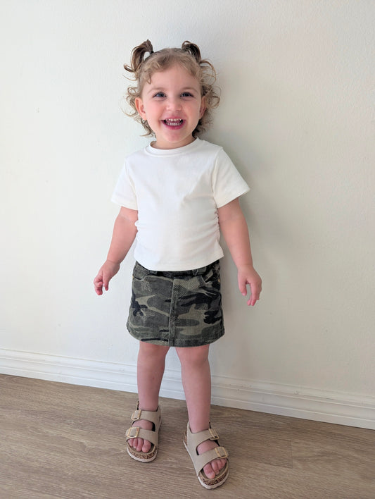 Off White Scrunch Top - Girls