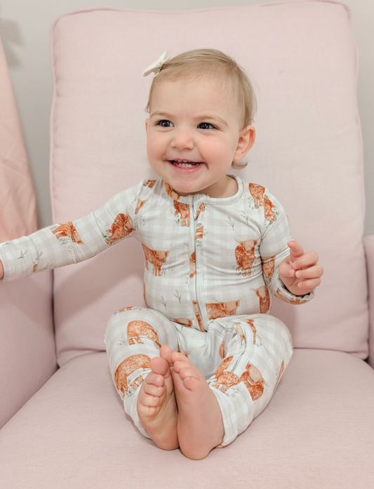 Highland Cutie Bamboo Zipper Romper