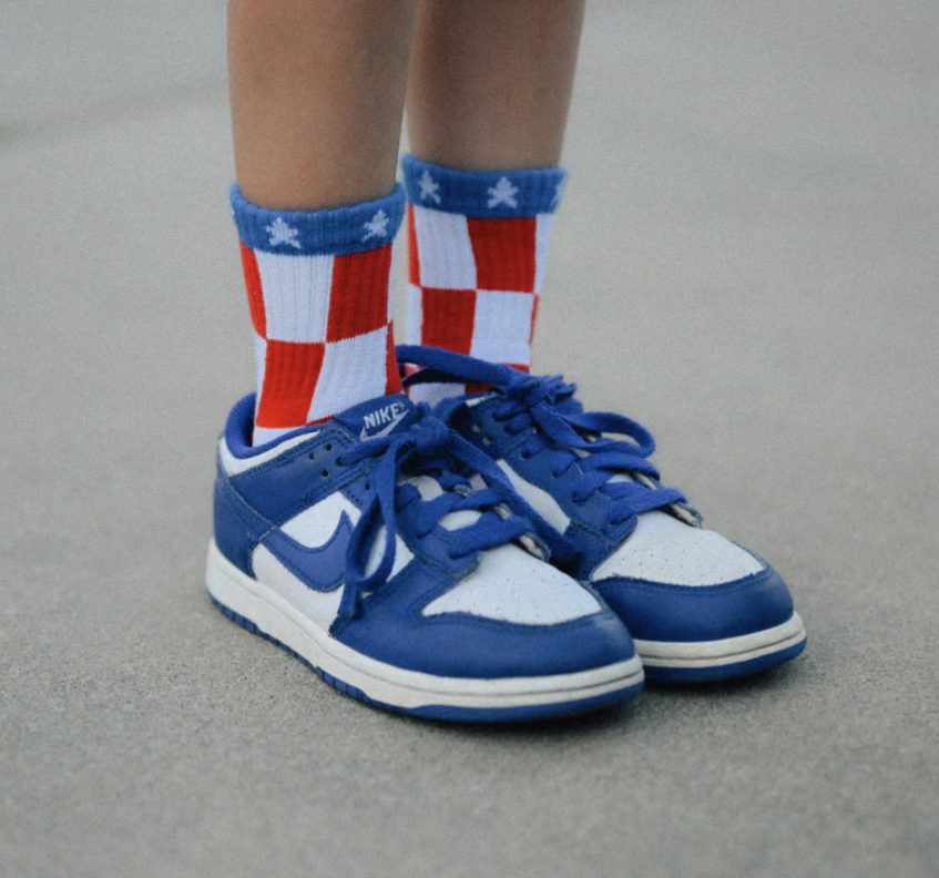 Red White & Check Patriotic Kid's Socks