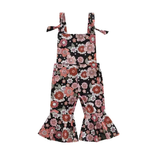 Retro Raspberry Floral Jumpsuit - Girls