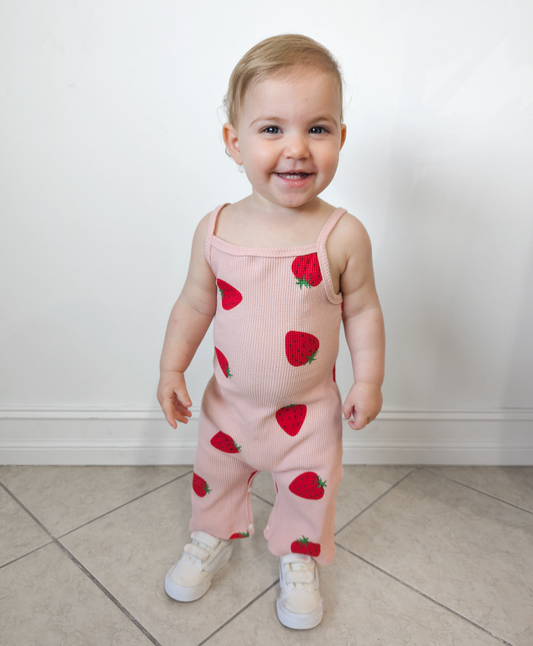 Strawberry Fields Waffle Knit Tank Jumpsuit