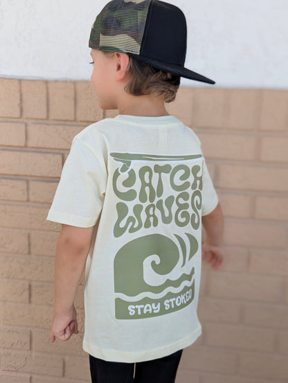 Catch Waves, Stay Stoked Kids Surf T-shirt