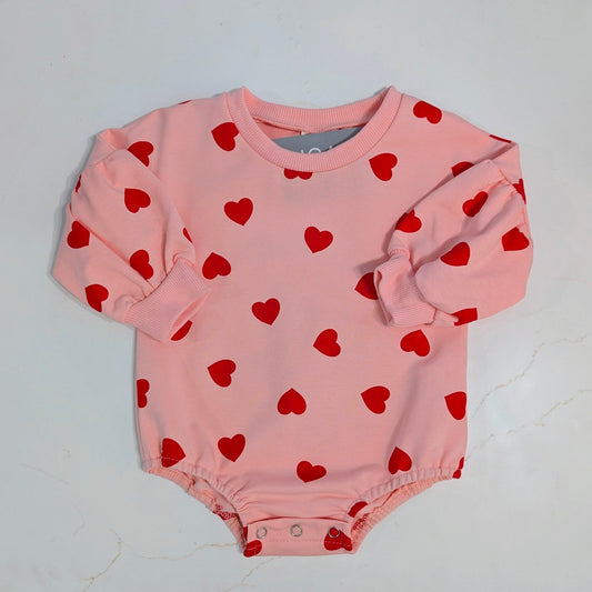 Love Bubble Sleeve Romper - Baby Girls