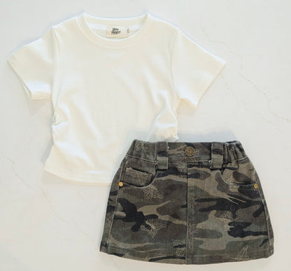 Off White Scrunch Top - Girls