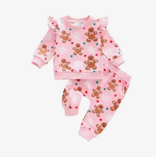 Gingerbread & Snowflakes Girl's Two Piece Jogger Set