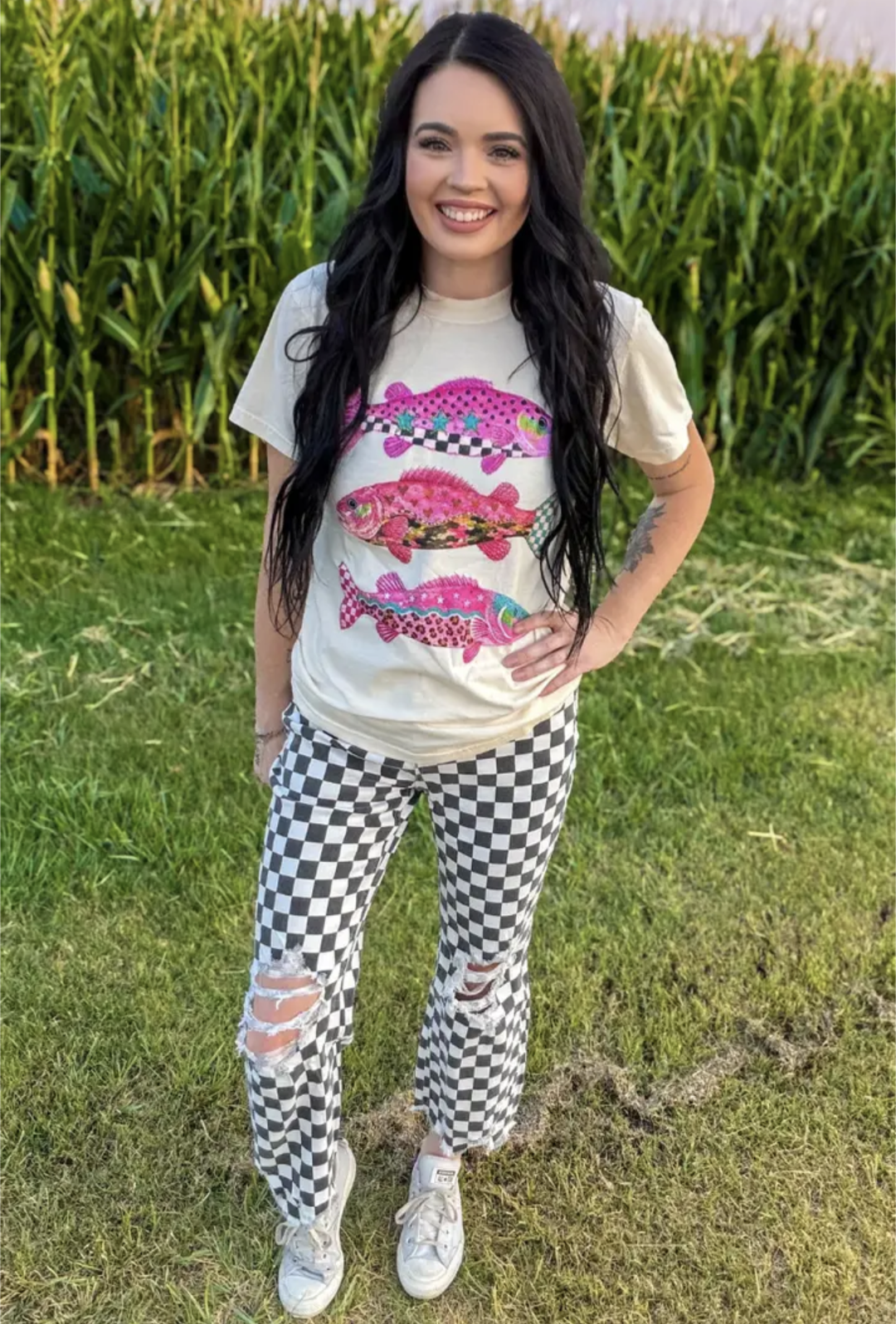 Women's Checkered Jeans