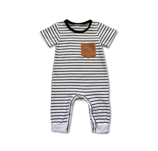 Striped Short Sleeve Romper