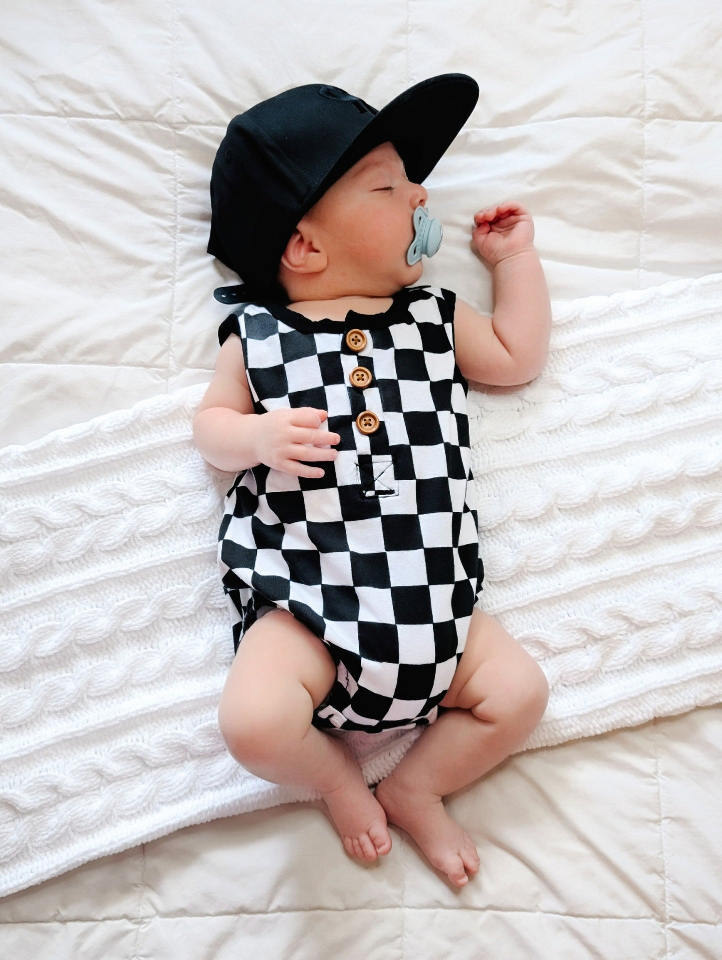 Checkered Button Up Bubble Romper