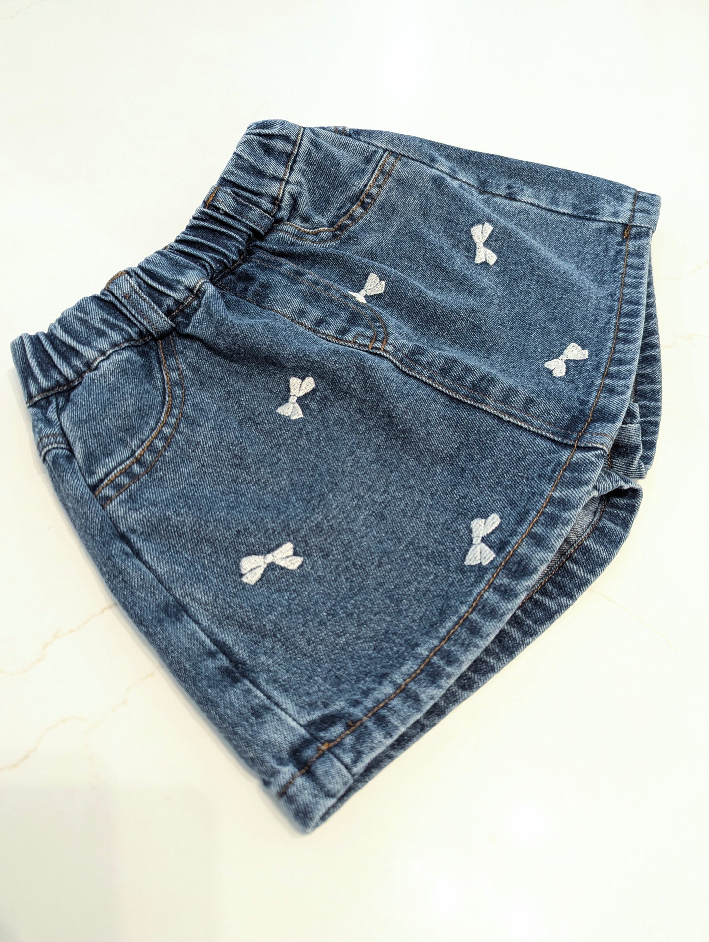 Blue Jean Bows Girl's Denim Skort