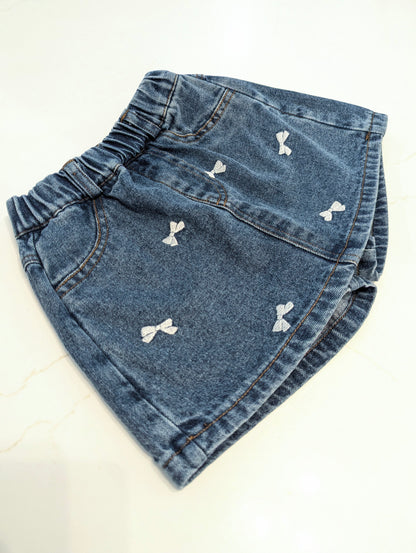 Blue Jean Bows Girl's Denim Skort
