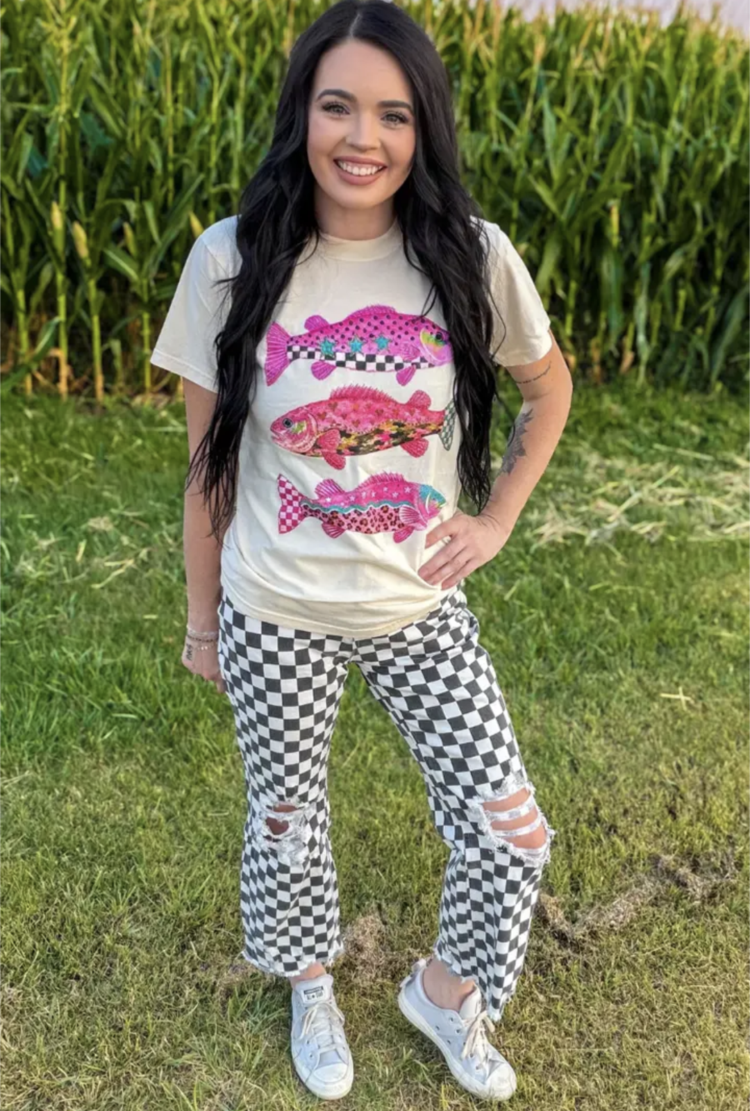 Women's Checkered Jeans