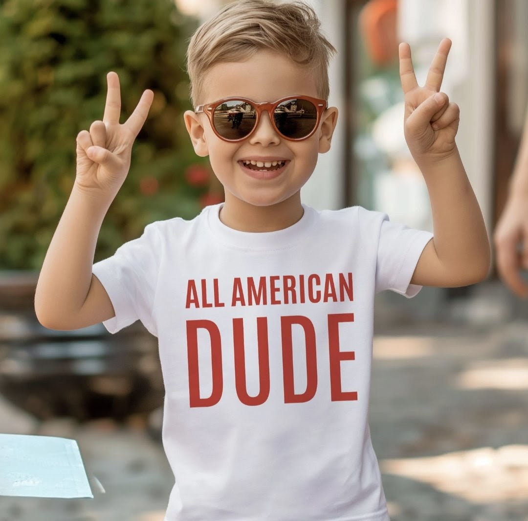 Red All American Dude Graphic T-shirt
