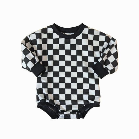 Black and White Checkered Bubble Romper - Baby