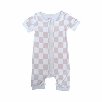Neutral Checks Bamboo Shortie