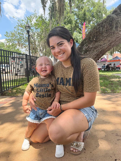 Leopard Mama's Little Bestie Matching Onesie & T-shirt