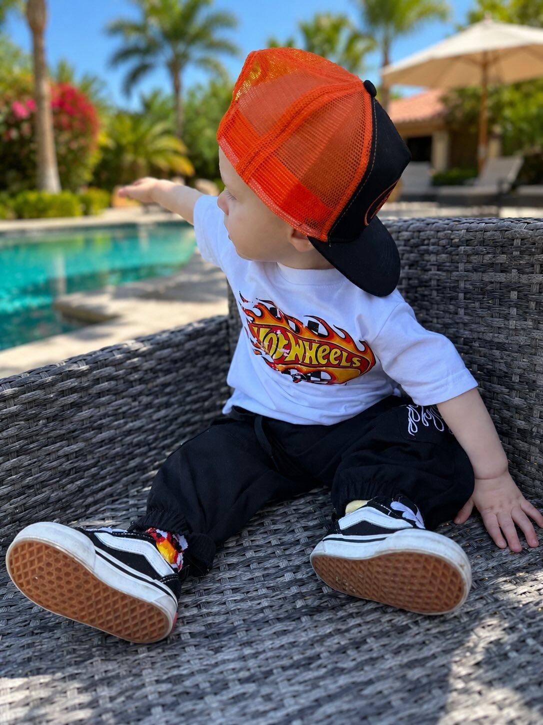 Checkered Flame Wheels Kid's Graphic T-shirt