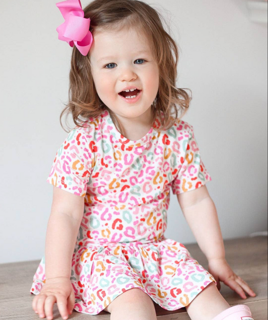 Rainbow Leopard Skirty Dress